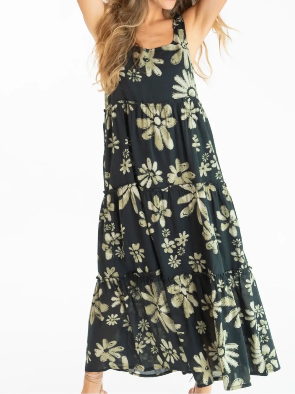 NATURAL LIFE Black Maxi Dress with Cream Floral Print - Picture 3 of 8